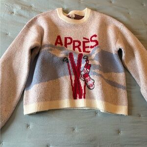 a new day Cream Crewneck Sweater with Red and Light Blue Graphic